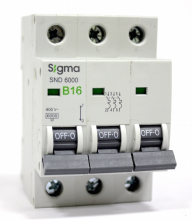 3*16A 6kA B TİPİ W OTOMATİK SİGORTA SİGMA 6SM316B